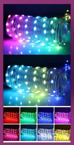 RGB Led лампички / 10метра/ подходящи за коледната украса, снимка 5 - Лед осветление - 49226338