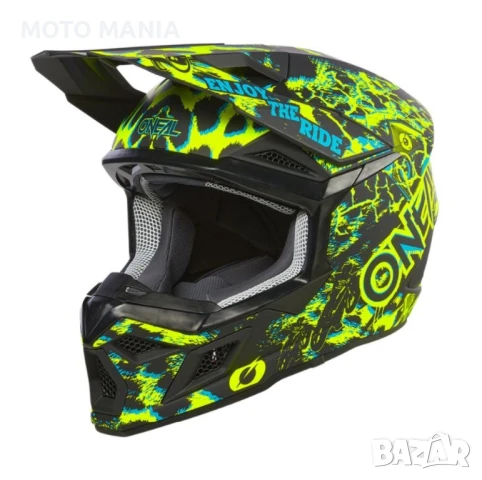 Мотокрос каска O'NEAL 3SERIES ASSAULT BLACK/NEON YELLOW V.24, снимка 3 - Други спортове - 50475133