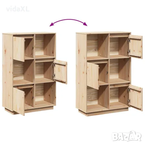 vidaXL Висок шкаф, 74x35x117 см, борово дърво масив, снимка 10 - Бюфети - 56147935