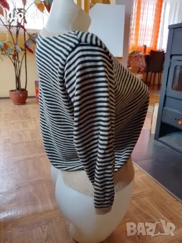 Блуза на светло кафеви и черни раета с три четвърт ръкав, снимка 6 - Блузи с дълъг ръкав и пуловери - 49163047