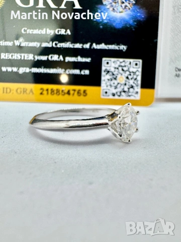 Сребърен пръстен с мойсанит (Диамант) 1 карат, снимка 6 - Пръстени - 53976639