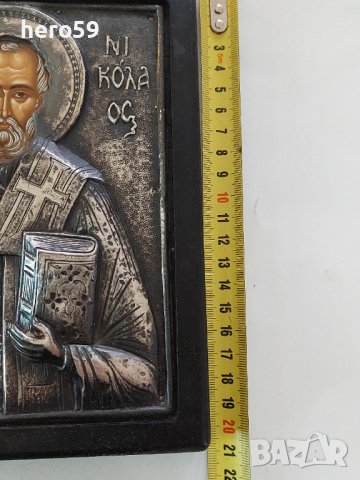 Сребърна икона Свети Николай Чудотворец/сребро 925/, снимка 10 - Икони - 38829136