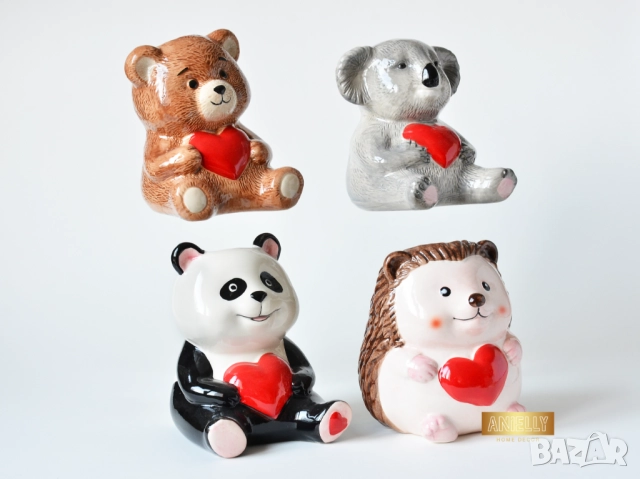 Керамична Кашпа във Формата на Панда Държаща Сърце / Декоративна Ваза с Панда / Подарък за Нов Дом, снимка 11 - Декорация за дома - 52398765