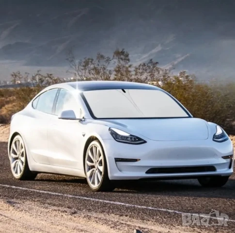 Оригинален Сгъваем Сенник за Предно Стъкло за Tesla Model 3, 147×93см, Подходящ за Други Автомобили!, снимка 4 - Аксесоари и консумативи - 50906259