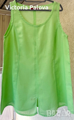 Свеж ленен потник / туника VETONO - цвят лайм