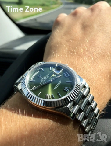 Rolex Day-Date 40mm President White Gold Olive Green Automatic Мъжки / Унисекс Различни Варианти, снимка 12 - Мъжки - 54047780