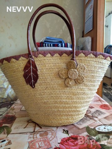 Плажна плетена чанта, снимка 1 - Чанти - 37310646