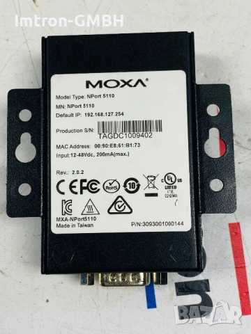 MOXA NPort 5110 1-портов RS-232 Сериен към Ethernet конвертор, снимка 3 - Мрежови адаптери - 51024930
