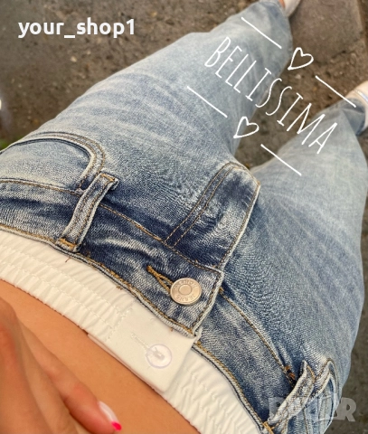 Дамски дънки с ефектен бял ластик при талията широк крачол Чарлстон, снимка 3 - Дънки - 51499405