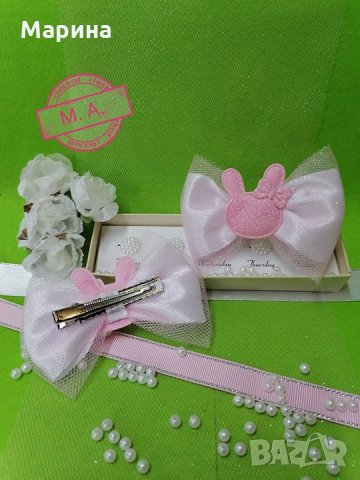 'Розово зайче' нежни празнични аксесоари за момиче!, снимка 6 - Шноли, диадеми, ленти - 32113540