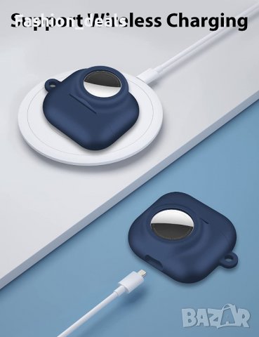 Нов 2 в 1 син силиконов удароустойчив защитен калъф за AirTag и AirPods 3, снимка 3 - Други - 37305029