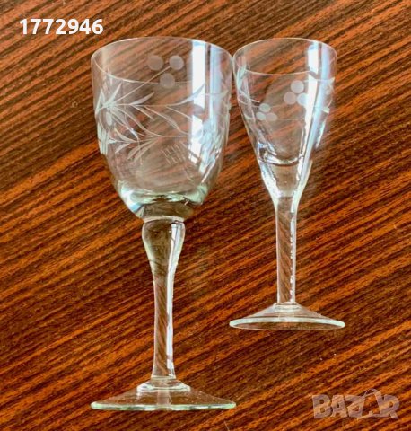 Кристални гравирани чаши на столче, снимка 11 - Чаши - 37487263