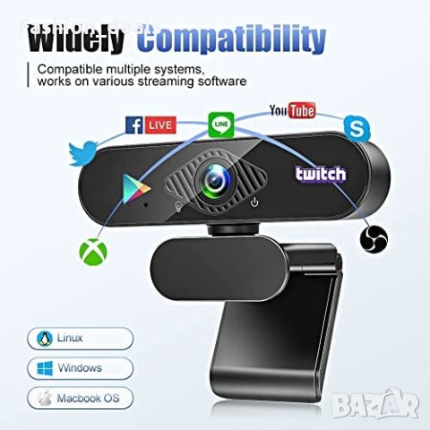 Нова USB Уеб камера за компютър лаптоп с микрофон 1080p влог Youtube, снимка 4 - Други - 40727662