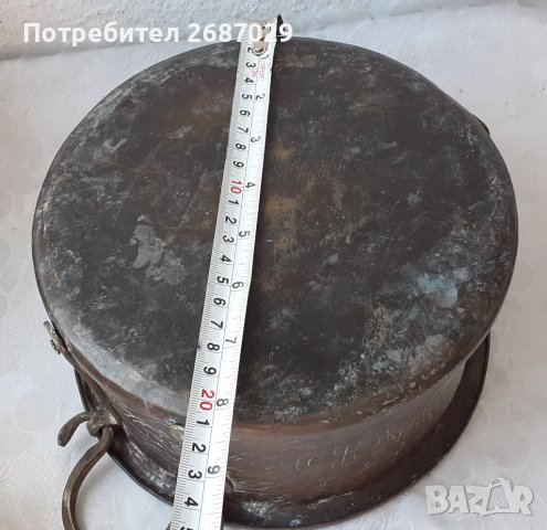 Бакъри: Много стар бакър, менче, с дръжки, орнаменти, антика, бакърче, , снимка 6 - Други - 36979393