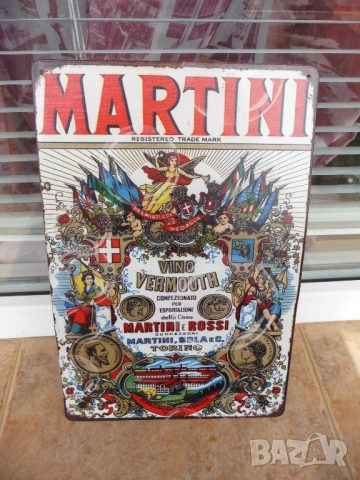 Метална табела алкохол Martini Мартини вермут вино етикет лого емблема марка запазена напитка бар