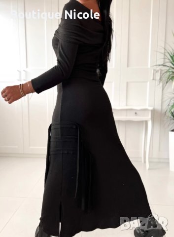 Дамска рокля с голи рамене Моника в черно последен S размер , снимка 2 - Рокли - 41805195