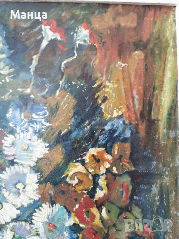 Стара картина масло върху фазер, снимка 4 - Картини - 37188627