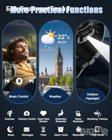 Нов Военен смарт часовник с разговори 114 спорта пулс SpO2 30 дни батерия за мъже, снимка 8 - Мъжки - 54104040