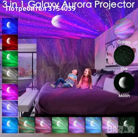 Северно сияние, RGB звездно небе, лазерен проектор, светлина бял шум, снимка 4 - Прожектори - 52393199