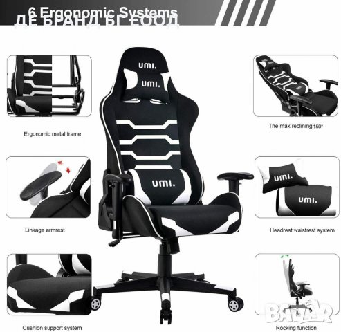 Геймърски стол GTF88-WHITE, снимка 2 - Столове - 31846791