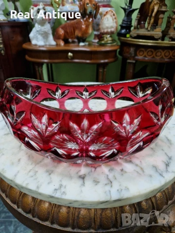 Уникална антикварна колекционерска кристална купа бомбониера Бохемия Bochemia , снимка 7 - Антикварни и старинни предмети - 50951602