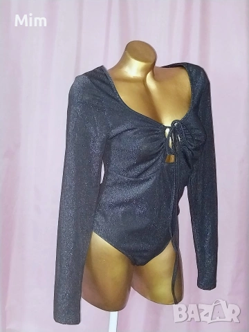 L Черно брокатено боди , снимка 6 - Корсети, бюстиета, топове - 53921540