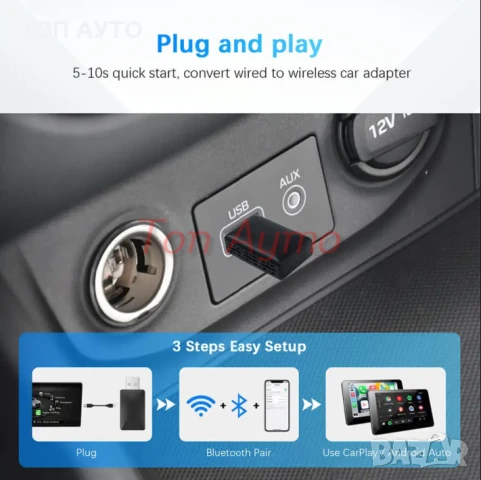 CarPlay Apple и Android  Auto Безжичен Модул Карплей , снимка 5 - Аксесоари и консумативи - 51236913
