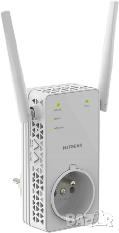 Разширител на обхват Wi-Fi NetGear EX6130-100PES, двулентов, AC 1200, 802.11 ac, бял