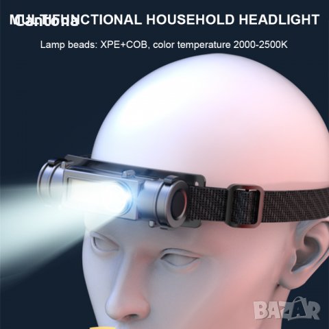 Челник G-211-XPE+COB, акумулаторна батерия, лента за глава и магнит, USB, снимка 3 - Къмпинг осветление - 37992511