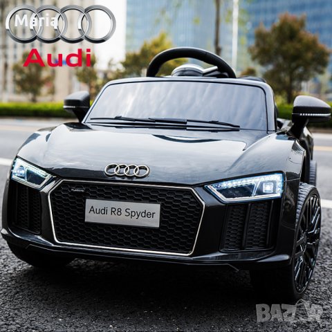 Акумулаторна кола Audi R8 Spyder 12V с меки гуми с Кожена седалка,MP3, Металик 