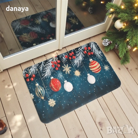 6130 Гумена коледна постелка за входна врата, 61x40cm, снимка 3 - Изтривалки - 51904119