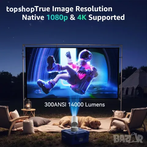 Нов Смарт Мини Прожектор Polocsh (4K Поддръжка, Android 11, WiFi, Bluetooth, Електрически Фокус), снимка 4 - Плейъри, домашно кино, прожектори - 55962442