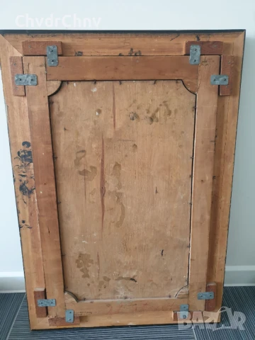 91х64см-8кг/стара голяма маслена картина-пано от гипс/голи деца/Рококо/дървена рамка, снимка 11 - Картини - 51357831