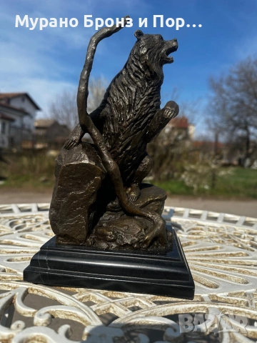 Масивна бронзова статуетка „Ревящ мечок“ – Подпис Milo (3.3 кг / 25 см), снимка 2 - Антикварни и старинни предмети - 53981497