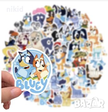 Блуи и Бинго Bluey and Bingo 50 бр самозалепващи лепенки стикери за украса декор картонена торта др, снимка 4 - Други - 42447202