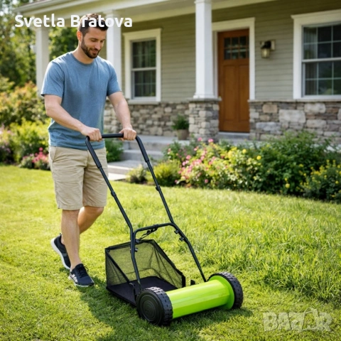 Ръчна косачка за трева с кош, снимка 3 - Градинска техника - 53942282