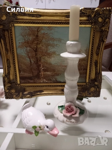 Порцеланов свещник с подарък. , снимка 3 - Декорация за дома - 52501076
