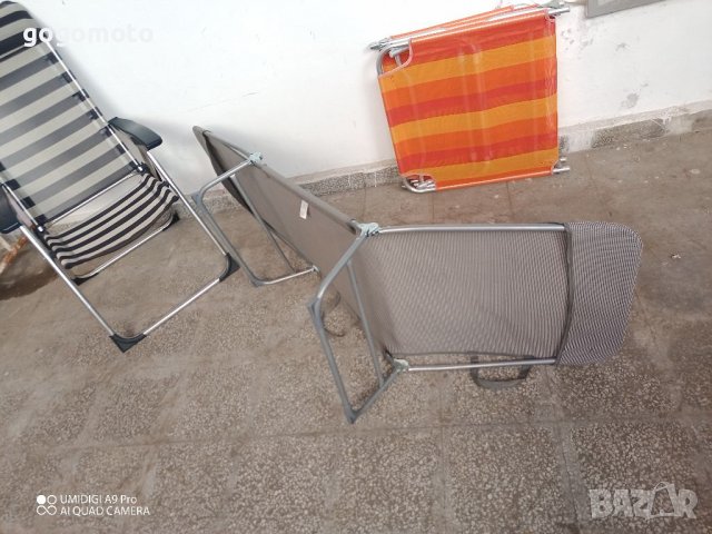 Олекотен шезлонг, сгъваемо легло, туристическо за плаж и градина сив, снимка 11 - Къмпинг мебели - 37622419