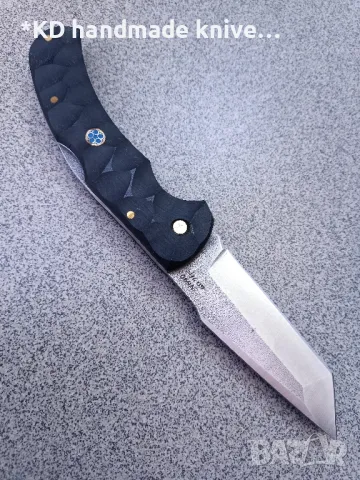 Сгъваем нож ръчно изработен от N690co стомана + ПОДАРЪК кания, снимка 2 - Ножове - 47679555