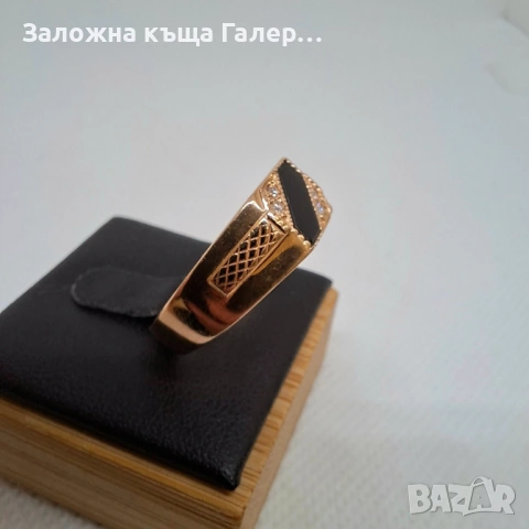 Мъжки златен пръстен с фианити, 4,20г – мощен и стилен, снимка 4 - Пръстени - 54216591