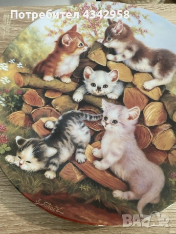 на фотографии:

Колекционерски порцеланови чинии Kahla – „Katzenkinder auf Entdeckungsreise“., снимка 2 - Други ценни предмети - 56018285