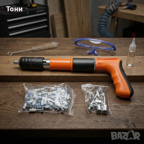Професионален пистолет за забиване на пирони + 50 броя пирона, снимка 5 - Други инструменти - 54140350