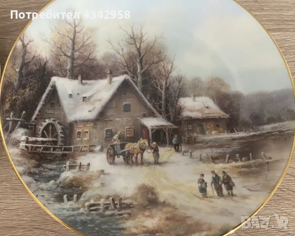 🏺 Комплект 4 колекционерски порцеланови чинии Hutschenreuther – „Weihnachtliche Landschaften“., снимка 4 - Други ценни предмети - 55851637