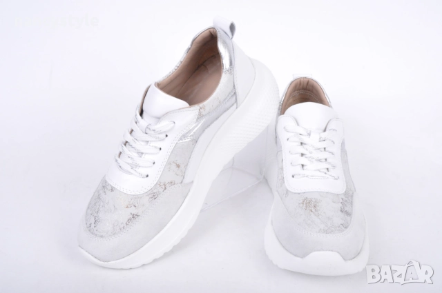 НОВО! Бели дамски маратонки от естествена кожа, снимка 2 - Маратонки - 51688447