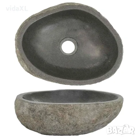 vidaXL Мивка от речен камък, овална, (29-38)x(24-31) см