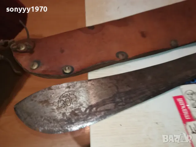 СТАР НОЖ-50СМ МАЧЕТЕ С КОЖЕНА НОЖНИЦА 1305251958LCHERY, снимка 2 - Антикварни и старинни предмети - 50276004