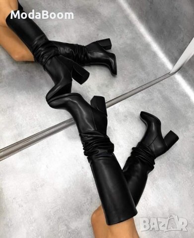 Кожени ботуши на ток