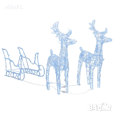 vidaXL Коледна украса елени с шейна, 160 LED, 130 см, акрил(SKU:328520)