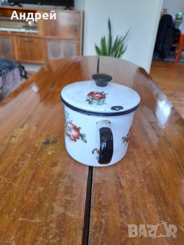 Стар емайлиран чайник #44, снимка 4 - Антикварни и старинни предмети - 37733882