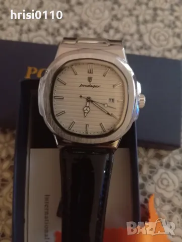 Нов мъжки часовник с кутия и каишка от естествена кожа 